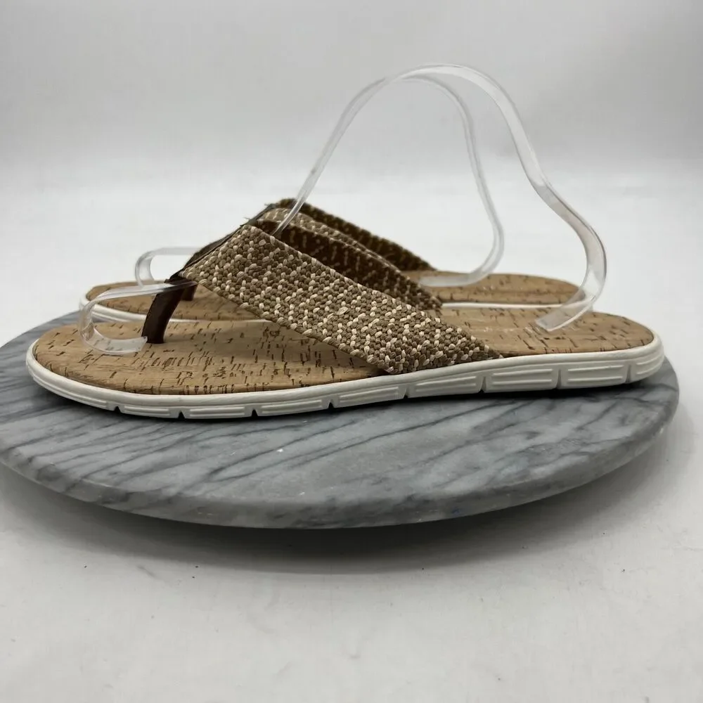 Pete Huntington Flip Flop Mens 10 Thong Sandals Woven Textile Strap Cork Footbed